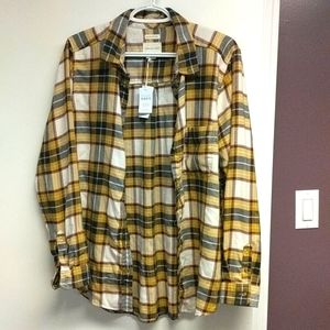 Long sleeve plaid Button up shirt.